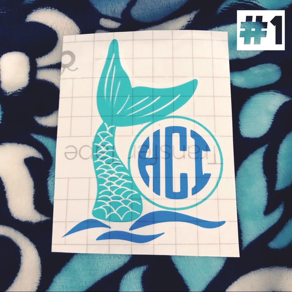 Mermaid Monogram Decals - Picture 2 of 5